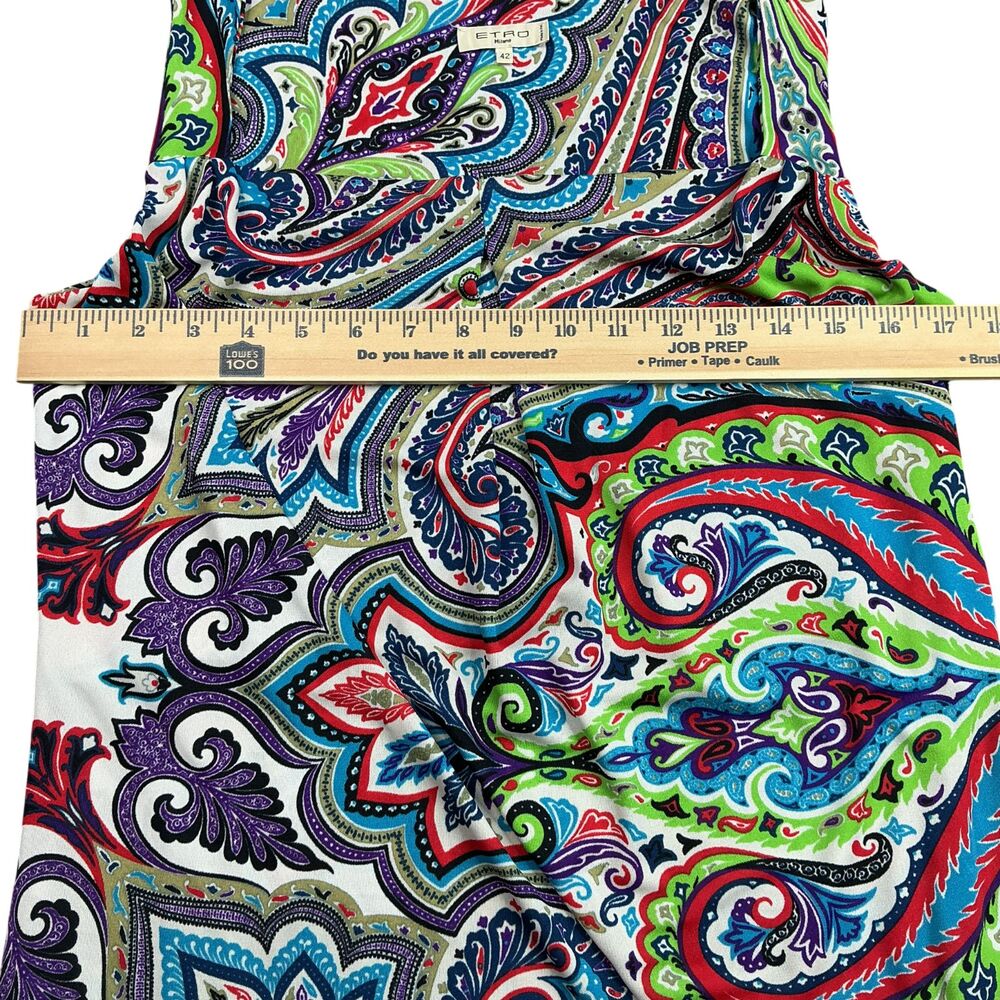 Etro Milano Paisely Shift Dress 42 /US 6 Sleeveless Square Neck Chic Italy BOHO - Picture 12 of 13